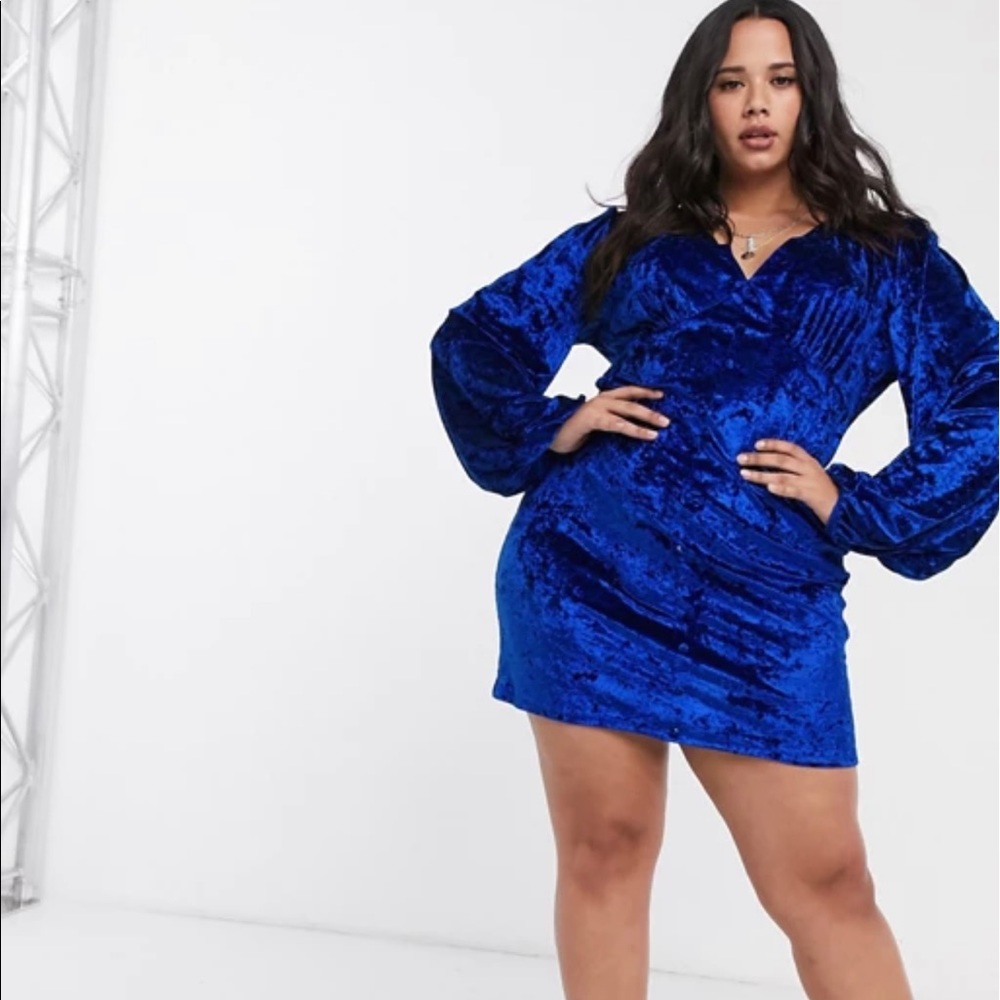 Velvet Royal Blue Mini Dress